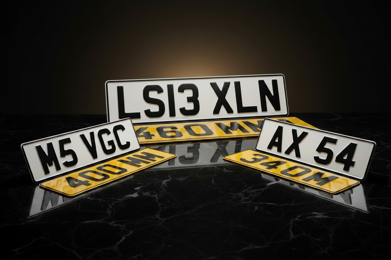 Short Width Pressed Metal Number Plates - 340mm 400mm 460mm