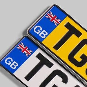 3D Pressed Metal Aluminium Number Plates — GB Blue Union Jack UK Flag Emblem | UK Legal