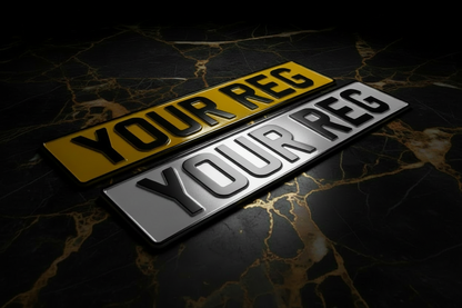 High Gloss Black Marble Number Plates Banner