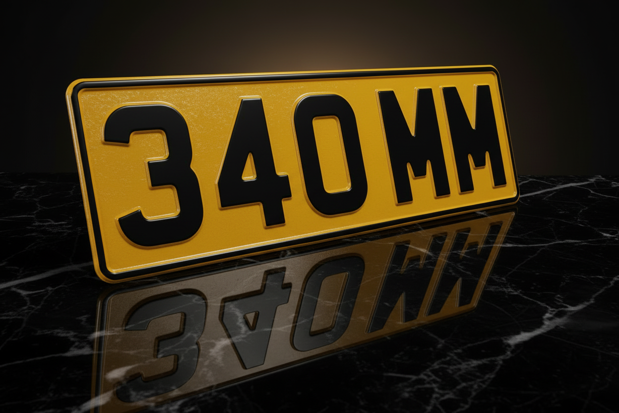 3D Pressed Metal Aluminium Number Plates — 340mm Short | UK Legal