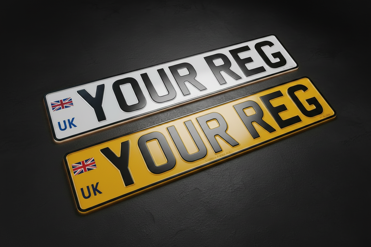 3D Pressed Metal Aluminium Number Plates — UK Clear Union Jack UK Flag Emblem | UK Legal