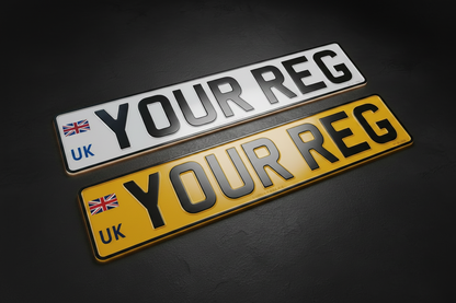 3D Pressed Metal Aluminium Number Plates — UK Clear Union Jack UK Flag Emblem | UK Legal