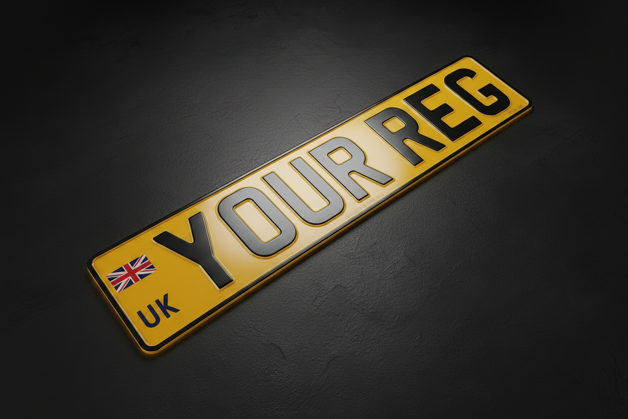 3D Pressed Metal Aluminium Number Plates — UK Clear Union Jack UK Flag Emblem | UK Legal