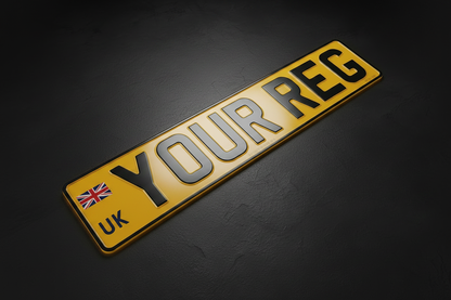 3D Pressed Metal Aluminium Number Plates — UK Clear Union Jack UK Flag Emblem | UK Legal